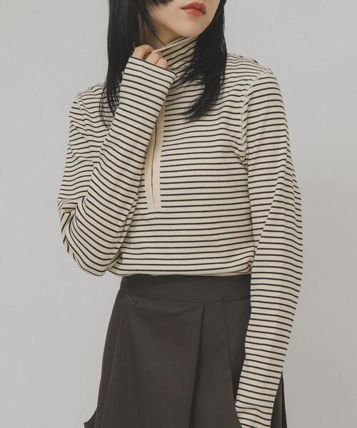 KBF（ケイビーエフ）の「タートルホックボーダートップス（Tシャツ/カットソー・レディース・ホワイト系その他/ブラウン系その他/グレー系その他・ONE）」の4枚目の写真