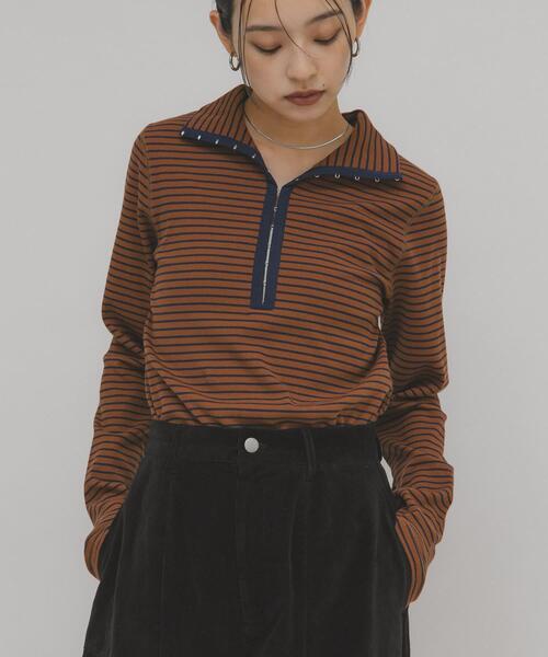 KBF（ケイビーエフ）の「タートルホックボーダートップス（Tシャツ/カットソー・レディース・ホワイト系その他/ブラウン系その他/グレー系その他・ONE）」の13枚目の写真