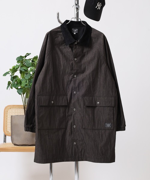 BIG MIKE(ビッグマイク)の「BIG MIKE ピグメント加工 ロングコーチジャケット(ステンカラーコート・メンズ・ブラック/ベージュ・XL/L/M)」の2枚目の写真