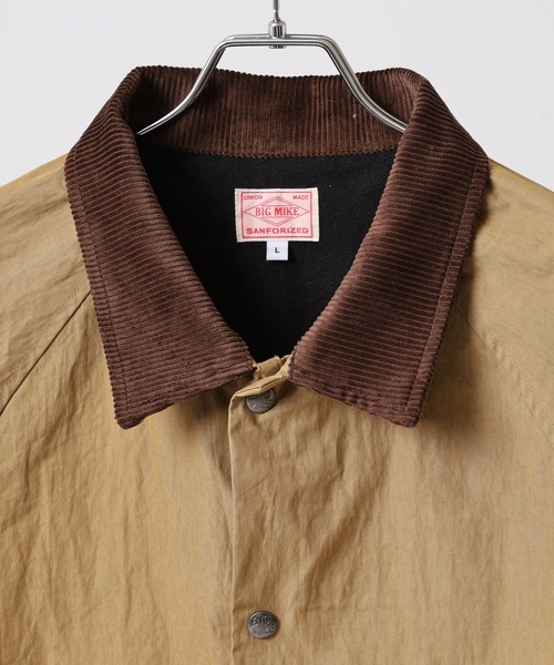 BIG MIKE(ビッグマイク)の「BIG MIKE ピグメント加工 ロングコーチジャケット(ステンカラーコート・メンズ・ブラック/ベージュ・XL/L/M)」の9枚目の写真