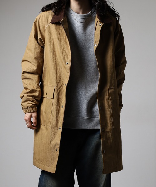 BIG MIKE(ビッグマイク)の「BIG MIKE ピグメント加工 ロングコーチジャケット(ステンカラーコート・メンズ・ブラック/ベージュ・XL/L/M)」の4枚目の写真