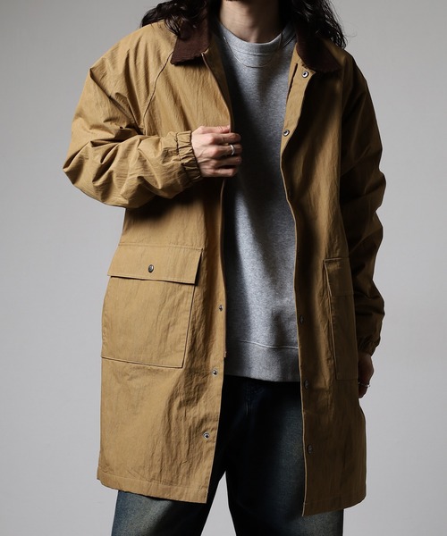 BIG MIKE(ビッグマイク)の「BIG MIKE ピグメント加工 ロングコーチジャケット(ステンカラーコート・メンズ・ブラック/ベージュ・XL/L/M)」の5枚目の写真
