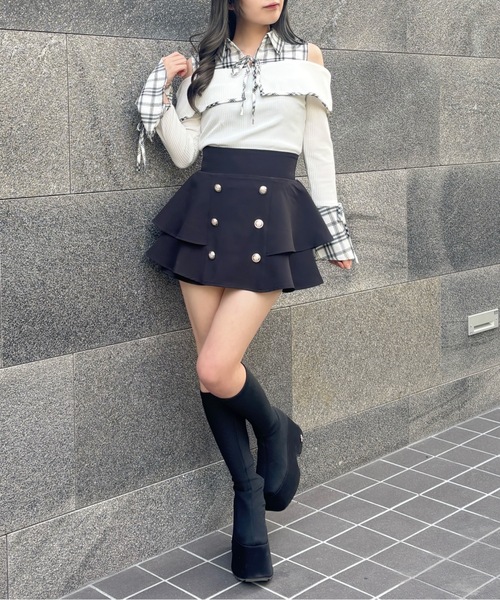 abc une face(アーベーセーアンフェイス)の「ティアードスカパン(スカート・レディース・チャコールグレー/ブラック/グレー系その他/ブラック系その他/グレー・FREE)」の12枚目の写真