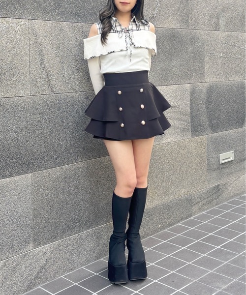 abc une face(アーベーセーアンフェイス)の「ティアードスカパン(スカート・レディース・チャコールグレー/ブラック/グレー系その他/ブラック系その他/グレー・FREE)」の11枚目の写真