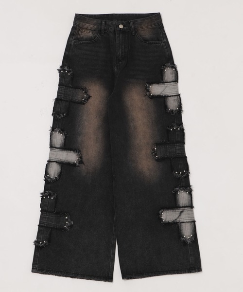 Figments(フィグメンツ)の「サイドクロスパッチデニム(デニムパンツ・レディース・ブラック・SMALL/MEDIUM)」の4枚目の写真