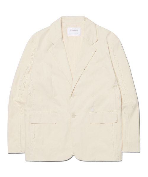 NOMANUAL(NOMANUAL)の「ROUGH CUT OVERSIZED JACKET - BEIGE(テーラードジャケット・レディース・その他・SMALL/MEDIUM/LARGE)」の1枚目の写真