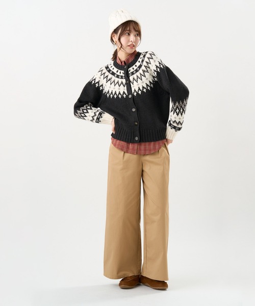 TOKYO SHIRTS（トウキョウシャツ）の「【Pitta Re:)】  求心 ジャカード カーディガン（カーディガン/ボレロ・レディース・ブラック/ブラウン・M/L）」の3枚目の写真