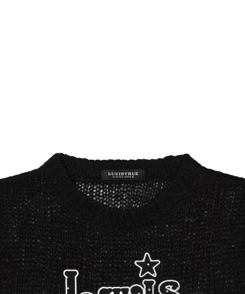 LUVISTRUE(ラヴイズトゥルー)の「IM STAR PATCH KNIT(BLACK)(ニット/セーター・レディース・その他・FREE)」の4枚目の写真