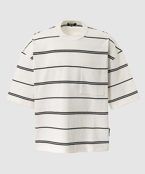 COMME des GARCONS HOMME(コム デ ギャルソン・オム)の「COTTON BORDER POCKET TEE(Tシャツ/カットソー・メンズ・ブラック×グレー/ベージュ系その他/ホワイト×ブラック・S/M/L/XL)」の1枚目の写真