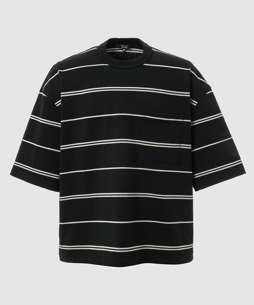 COMME des GARCONS HOMME(コム デ ギャルソン・オム)の「COTTON BORDER POCKET TEE(Tシャツ/カットソー・メンズ・ブラック×グレー/ベージュ系その他/ホワイト×ブラック・S/M/L/XL)」の2枚目の写真