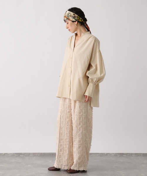 studio CLIP（スタディオクリップ）の「《ウタオ》カットジャカードパンツ（その他パンツ・レディース・ブラック/サンドグレー・FREE）」の4枚目の写真