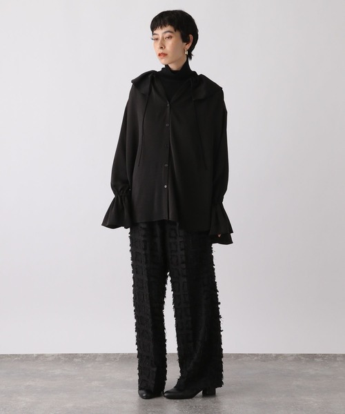 studio CLIP（スタディオクリップ）の「《ウタオ》カットジャカードパンツ（その他パンツ・レディース・ブラック/サンドグレー・FREE）」の8枚目の写真