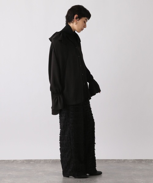 studio CLIP（スタディオクリップ）の「《ウタオ》カットジャカードパンツ（その他パンツ・レディース・ブラック/サンドグレー・FREE）」の9枚目の写真