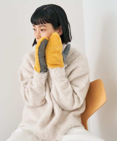collex(コレックス)の「【福田手袋】【タッチパネル対応】ファーミトングローブ(手袋・レディース・マスタード/ブラック/グレイッシュベージュ・フリー)」の12枚目の写真