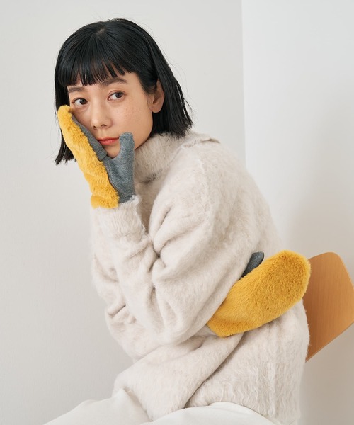 collex(コレックス)の「【福田手袋】【タッチパネル対応】ファーミトングローブ(手袋・レディース・マスタード/ブラック/グレイッシュベージュ・フリー)」の13枚目の写真