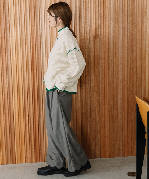 POU DOU DOU（プードゥドゥ）の「裾スカラップパンツ（その他パンツ・レディース・ブラック/グレー/ネイビー・M）」の7枚目の写真