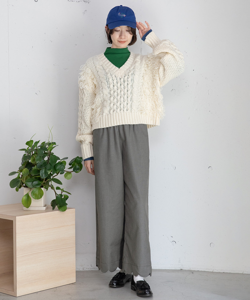 POU DOU DOU（プードゥドゥ）の「裾スカラップパンツ（その他パンツ・レディース・ブラック/グレー/ネイビー・M）」の11枚目の写真