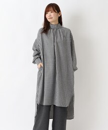 ネル肩ギャザーワンピース