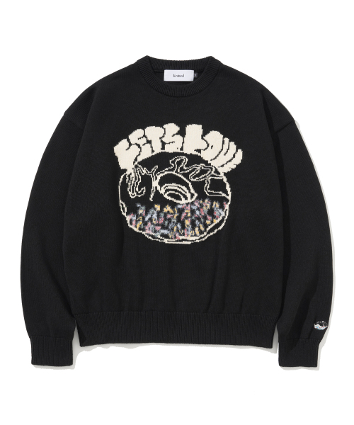 KNITTED（ニッティド）の「[NITTED X QWER DEMO] Let's Love Donut Round Knit BLACK（ニット/セーター・レディース・その他・LARGE/MEDIUM）」の4枚目の写真