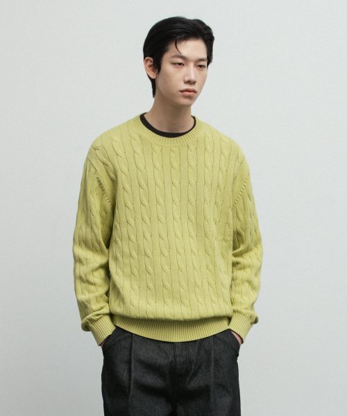 BLANKROOM(ブランクルーム)の「ケーブルニット_YELLOW GREEN(ニット/セーター・レディース・その他・1/2/3)」の3枚目の写真