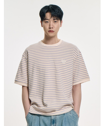 CLEVER FIELD（クレバーフィールド）の「Striped Multi Pique T-Shirt_Cream（ポロシャツ・メンズ）」
