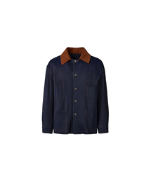 MONPLISSE（モンプリセー）の「[共用] コーデュロイカラー配色ライナープリーツワークジャケット (ネイビー)（デニムジャケット）」