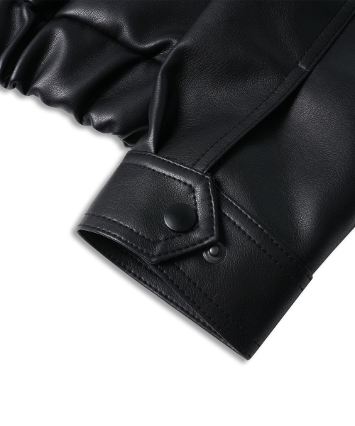 DOFFSEPT(ドフセプト)の「FAUX Leather Crop Bomber in Black(ライダースジャケット・レディース・その他・FREE)」の8枚目の写真