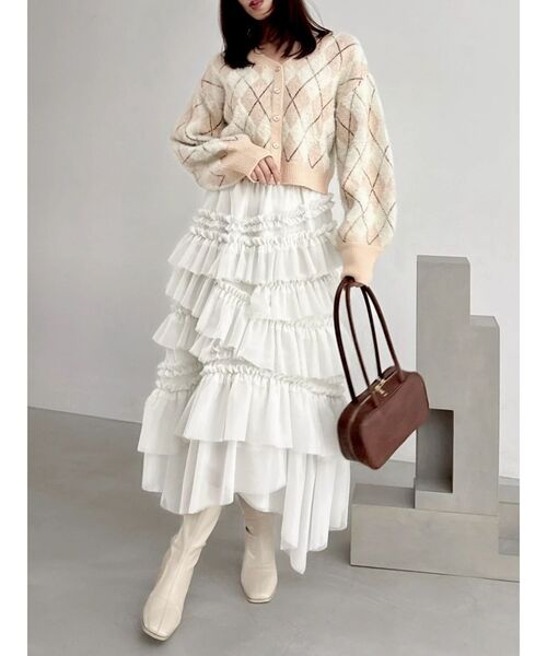 dazzlin（ダズリン）の「アーガイルオーバーニットトップス（カーディガン/ボレロ・レディース・ピンク/オレンジ/ブルー・FREE）」の11枚目の写真