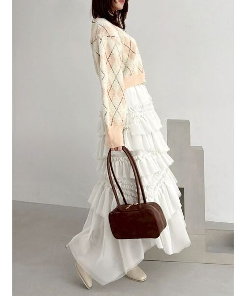 dazzlin（ダズリン）の「アーガイルオーバーニットトップス（カーディガン/ボレロ・レディース・ピンク/オレンジ/ブルー・FREE）」の12枚目の写真