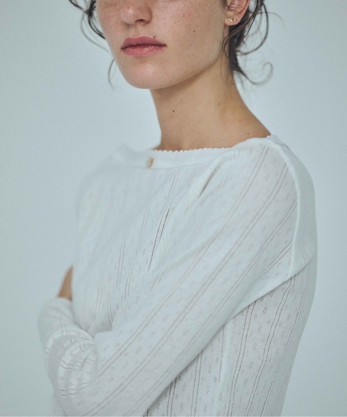 SEA(シー)の「アイレットフライス 2way ボートネックL/S TEE(Tシャツ/カットソー・レディース・ピンク/ホワイト/グレー・ONE SIZE)」の9枚目の写真