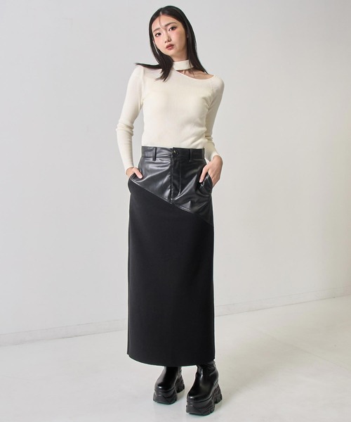 ANAP(アナップ)の「異素材 切り替え ロングスカート(スカート・レディース・ブラック・M/S)」の9枚目の写真