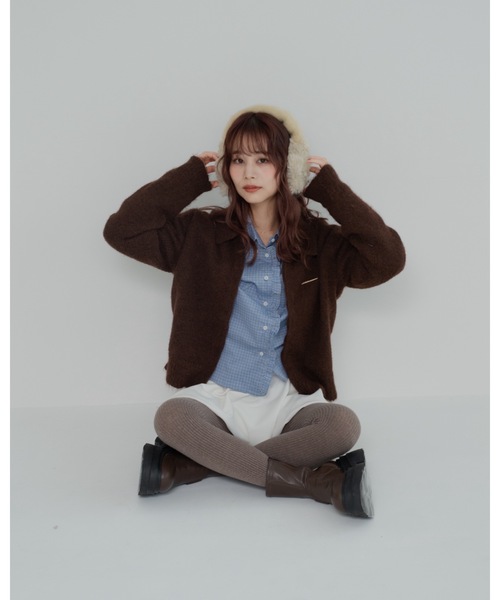 jumelle（ジュメロ）の「ジップニットカーディガン（カーディガン/ボレロ・レディース・ブラウン・FREE）」の2枚目の写真