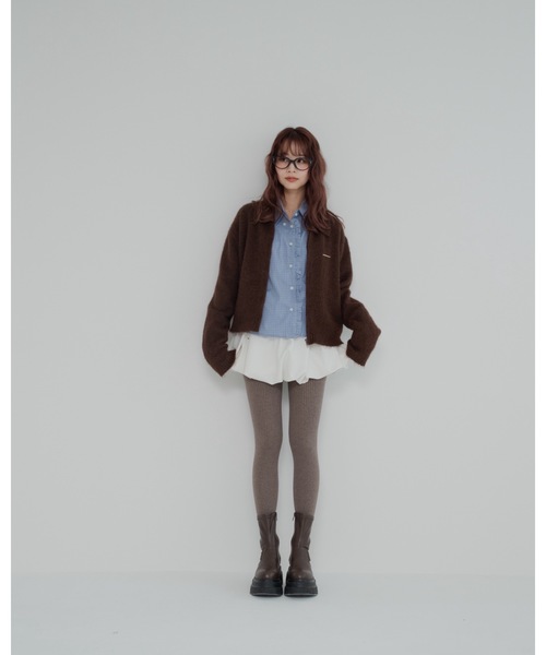 jumelle（ジュメロ）の「ジップニットカーディガン（カーディガン/ボレロ・レディース・ブラウン・FREE）」の9枚目の写真