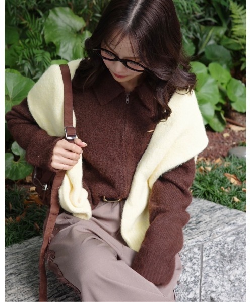 jumelle（ジュメロ）の「ジップニットカーディガン（カーディガン/ボレロ・レディース・ブラウン・FREE）」の14枚目の写真