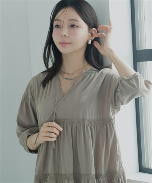 Petitjo(プッチージョ)の「小さいサイズ ティアードワンピース 低身長さん・小柄女性(ワンピース・レディース・ブラック/モカ・PL/PM/PS/PSS)」の4枚目の写真
