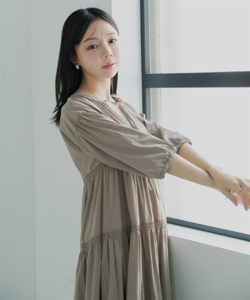 Petitjo(プッチージョ)の「小さいサイズ ティアードワンピース 低身長さん・小柄女性(ワンピース・レディース・ブラック/モカ・PL/PM/PS/PSS)」の5枚目の写真