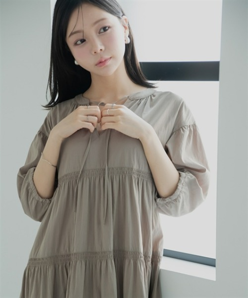 Petitjo(プッチージョ)の「小さいサイズ ティアードワンピース 低身長さん・小柄女性(ワンピース・レディース・ブラック/モカ・PL/PM/PS/PSS)」の8枚目の写真