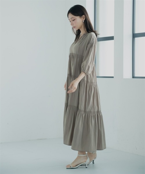 Petitjo(プッチージョ)の「小さいサイズ ティアードワンピース 低身長さん・小柄女性(ワンピース・レディース・ブラック/モカ・PL/PM/PS/PSS)」の11枚目の写真