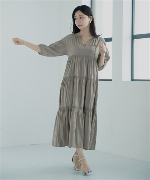 Petitjo(プッチージョ)の「小さいサイズ ティアードワンピース 低身長さん・小柄女性(ワンピース・レディース・ブラック/モカ・PL/PM/PS/PSS)」の16枚目の写真