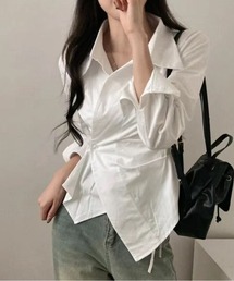 SHEPP | 【26年春新作】カシュクールデザイン アシンメトリーヘムブラウス(シャツ/ブラウス)