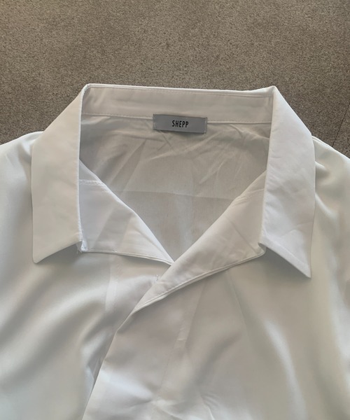 SHEPP（シープ）の「【26年春新作】カシュクールデザイン アシンメトリーヘムブラウス（シャツ/ブラウス・レディース・ブルー/ホワイト・L/M）」の8枚目の写真