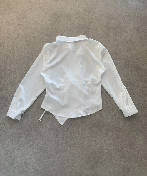 SHEPP（シープ）の「【26年春新作】カシュクールデザイン アシンメトリーヘムブラウス（シャツ/ブラウス・レディース・ブルー/ホワイト・L/M）」の9枚目の写真