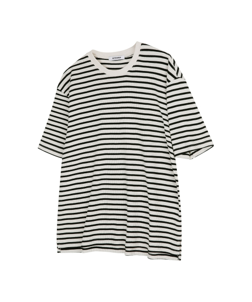 ROTEMBER（ローテンバー）の「ワッフルストライプハーフニットTシャツ[ブラック]（Tシャツ/カットソー・メンズ・その他・MEDIUM/LARGE/X-LARGE）」の3枚目の写真