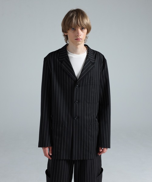Y-3(ワイスリー)の「Y-3 PINSTRIPE REFINED WOOL CHORE COAT(テーラードジャケット・メンズ・ブラック・X-SMALL/SMALL/MEDIUM/LARGE)」の1枚目の写真