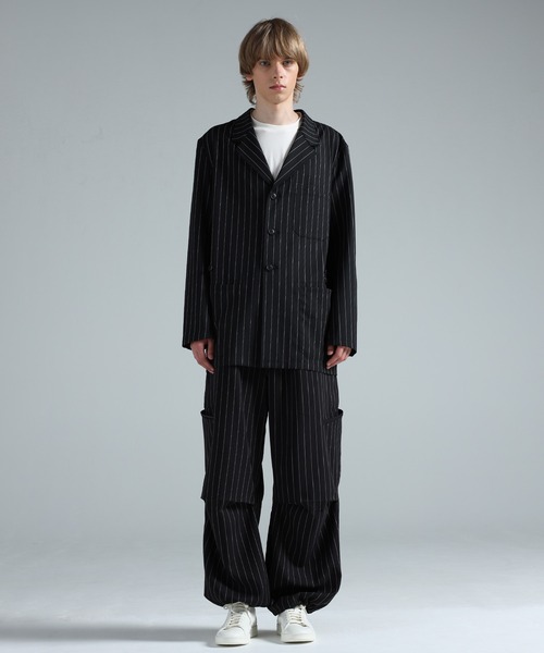 Y-3(ワイスリー)の「Y-3 PINSTRIPE REFINED WOOL CHORE COAT(テーラードジャケット・メンズ・ブラック・X-SMALL/SMALL/MEDIUM/LARGE)」の4枚目の写真