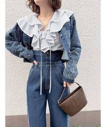 LAGUNAMOON | ツイードライクノーカラーデニムジャケット(デニムジャケット)