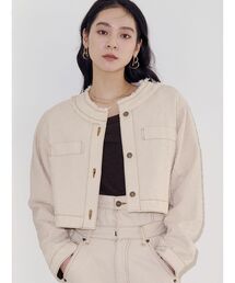 LAGUNAMOON | ツイードライクノーカラーデニムジャケット(デニムジャケット)
