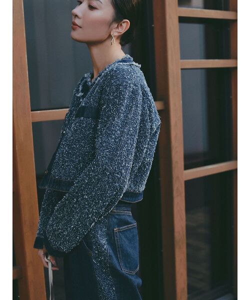 LAGUNAMOON(ラグナムーン)の「ツイードライクノーカラーデニムジャケット(デニムジャケット・レディース・アイボリー/ブラック/ブルー・FREE)」の21枚目の写真