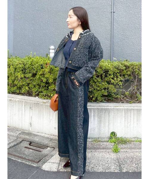 新品タグ付き ツイードライクノーカラーデニムジャケット ツイードライクノーカラーデニムジャケット 【春服】【セットアップ