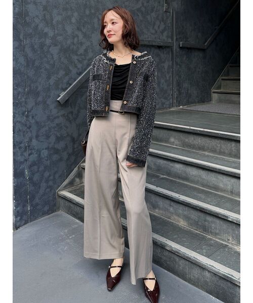 LAGUNAMOON(ラグナムーン)の「ツイードライクノーカラーデニムジャケット(デニムジャケット・レディース・アイボリー/ブラック/ブルー・FREE)」の8枚目の写真